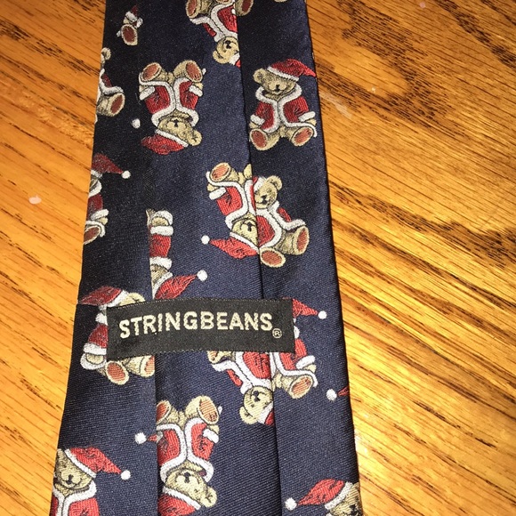 Stringbeans Christmas Bear tie. 4” wide. Features s bear in a red jacket & hat. - Picture 3 of 5